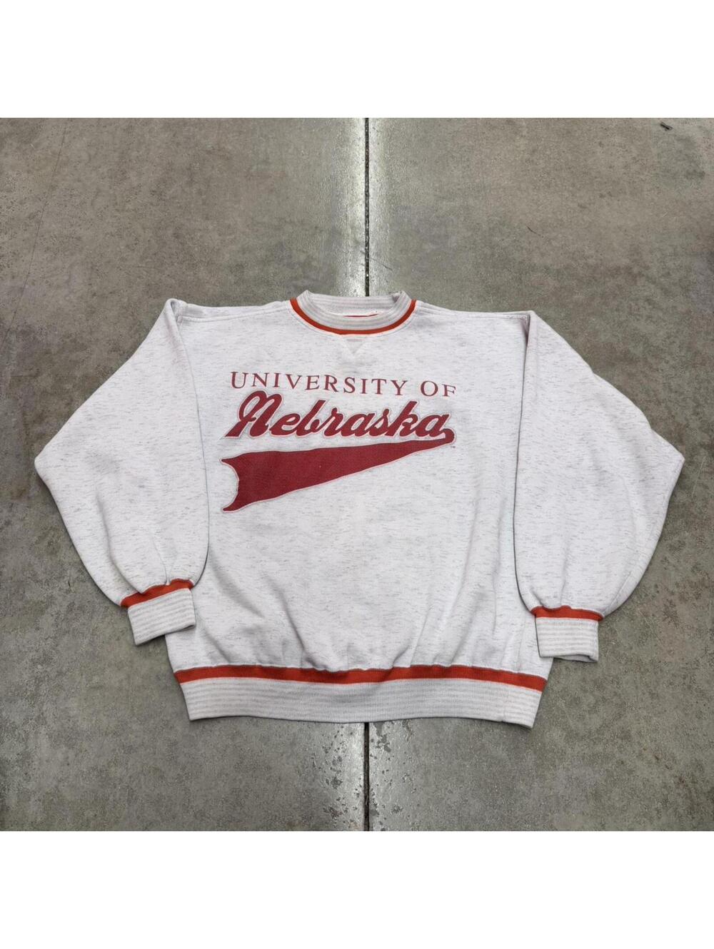 vintage university of nebraska huskers collegiate grey crewneck size large